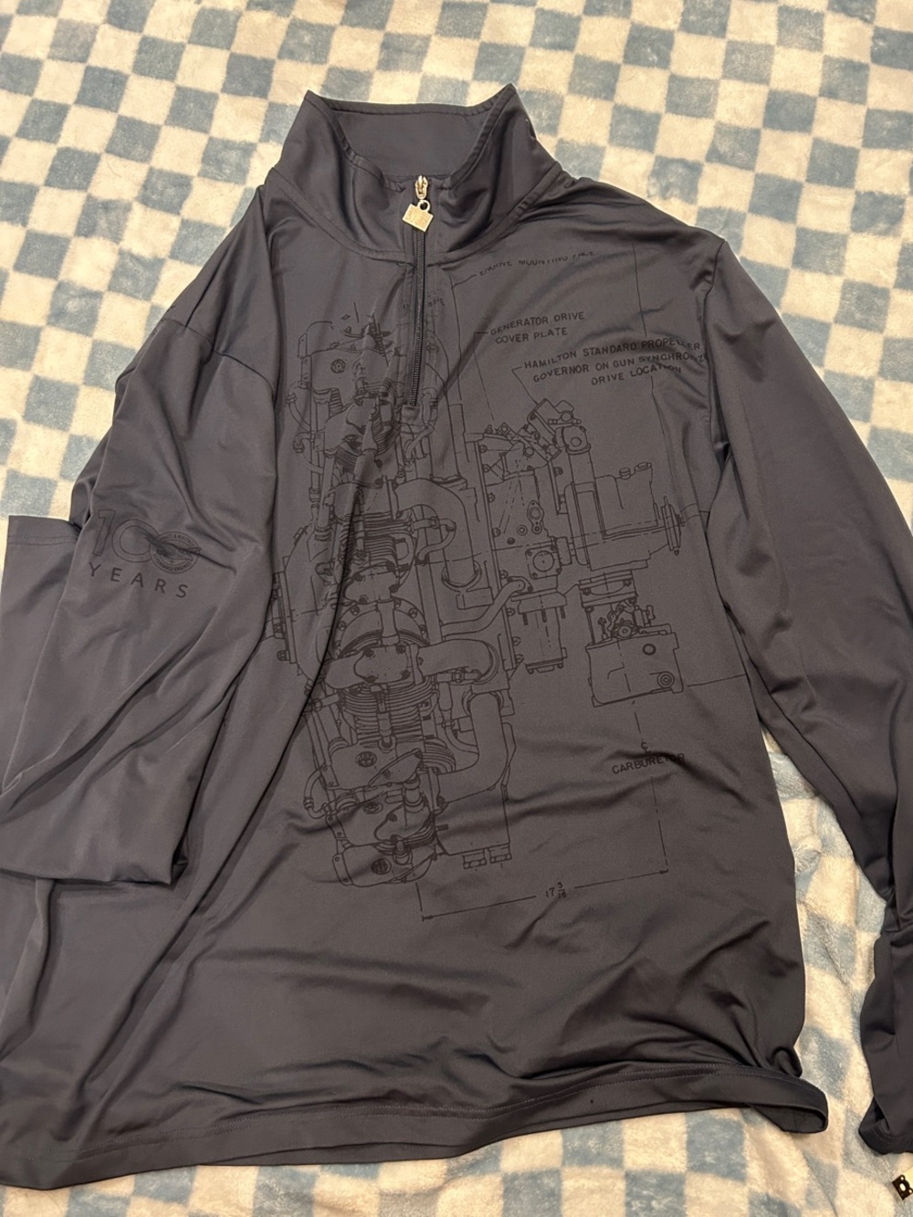 Pratt and Whitney Men's Dark Blue Quarter-Zip Technical Pullover Jacket